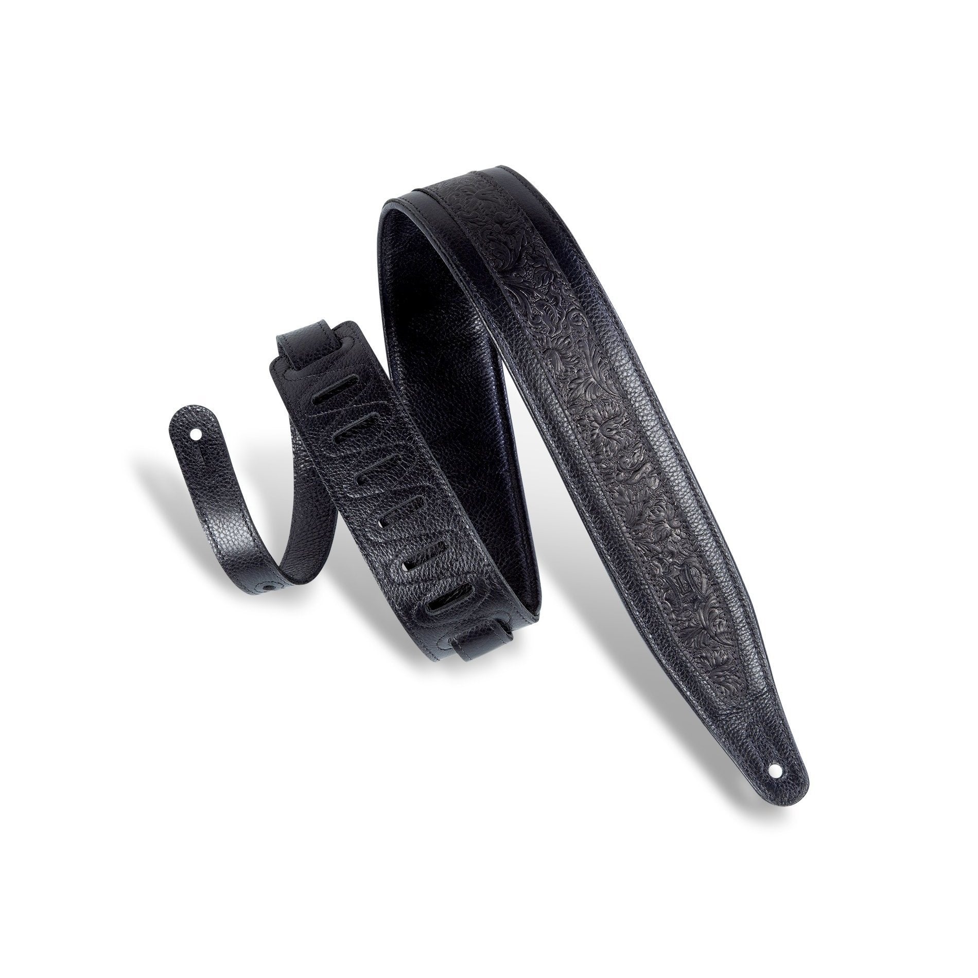 Levy's Black 2-1/2-Inch Padded Garment Leather Adjustable Guitar Strap M317FG