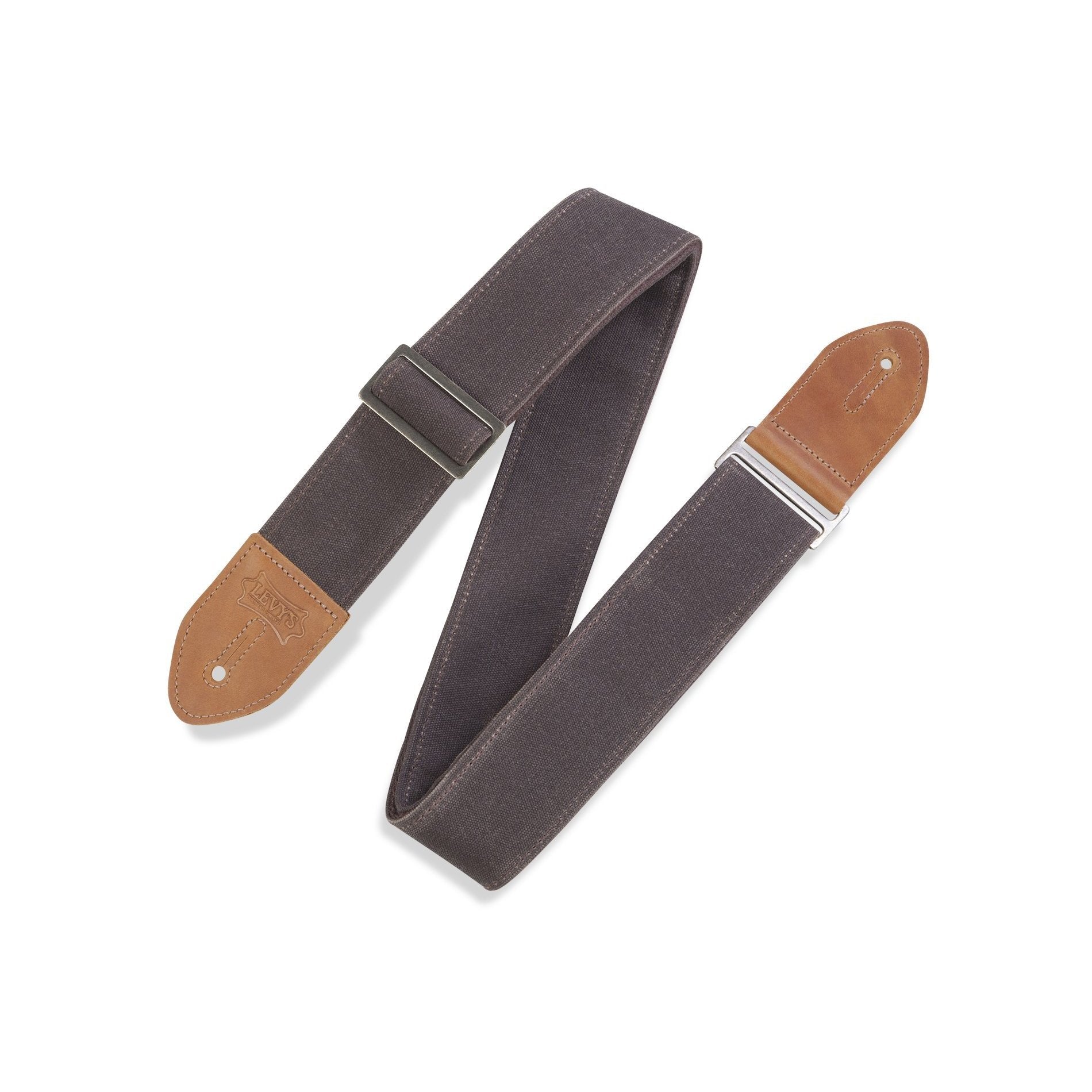 Hot Deal! Levy's Brown Waxed Canvas Adjustable Guitar Strap, 2-Inch Wide