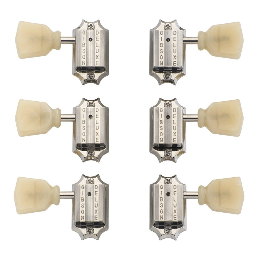 Gibson MH050 Deluxe Yellow Guitar Tuner Set - Vintage Nickel, Premium Tuning Solution