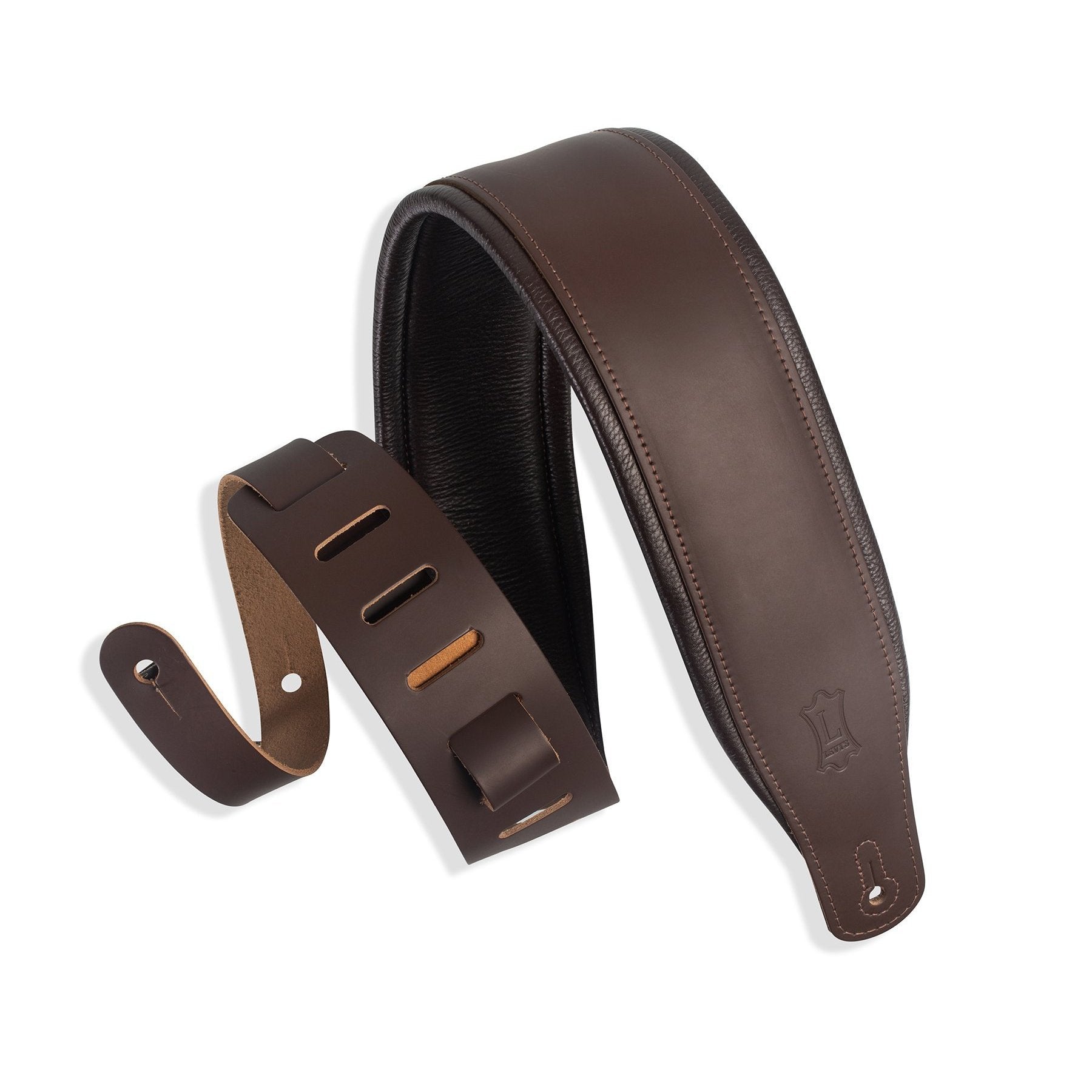 Hot Sale! Levy's 3-Inch Dark Brown Top Grain Leather Guitar Strap - Handmade in Canada