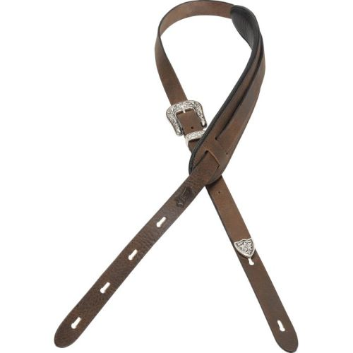 Levy's PM23W-DDB Veg-Tan Leather Guitar Strap - Dark Brown (Hot Sale!)