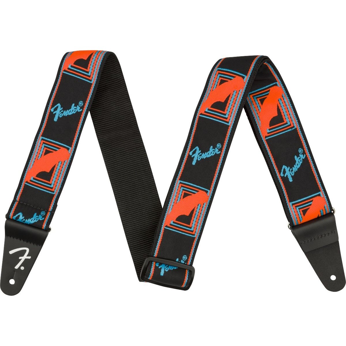 Hot Deal! Fender Neon Monogrammed Electric Guitar Strap in Blue and Orange