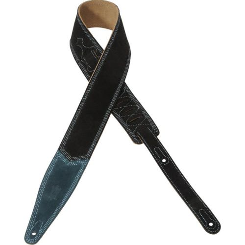 Levy's 2 1/2-Inch Adjustable Suede Leather Guitar Strap in Black