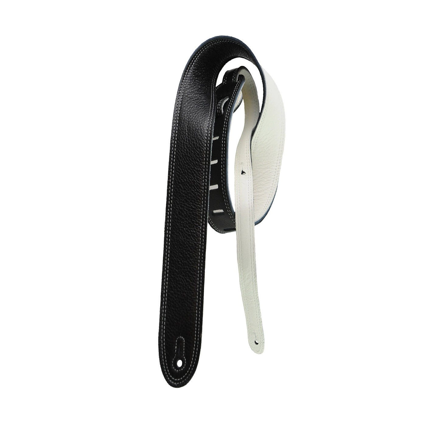 Hot Deal! Perri's 2-Inch Deluxe Reversible Black/White Leather Guitar Strap