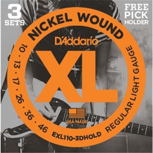 D'Addario 3-Pack EXL110 XL Nickel Wound Electric Guitar Strings, Regular Light 10-46