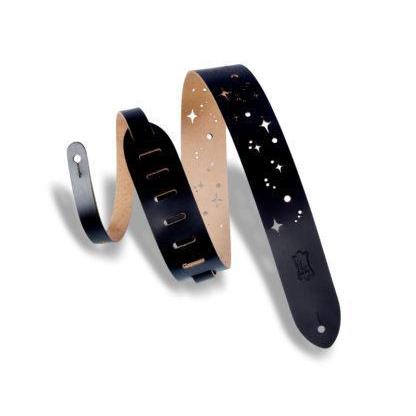 Levy's M12GSC-BLK Guitar Strap - Black Chrome-Tan Leather