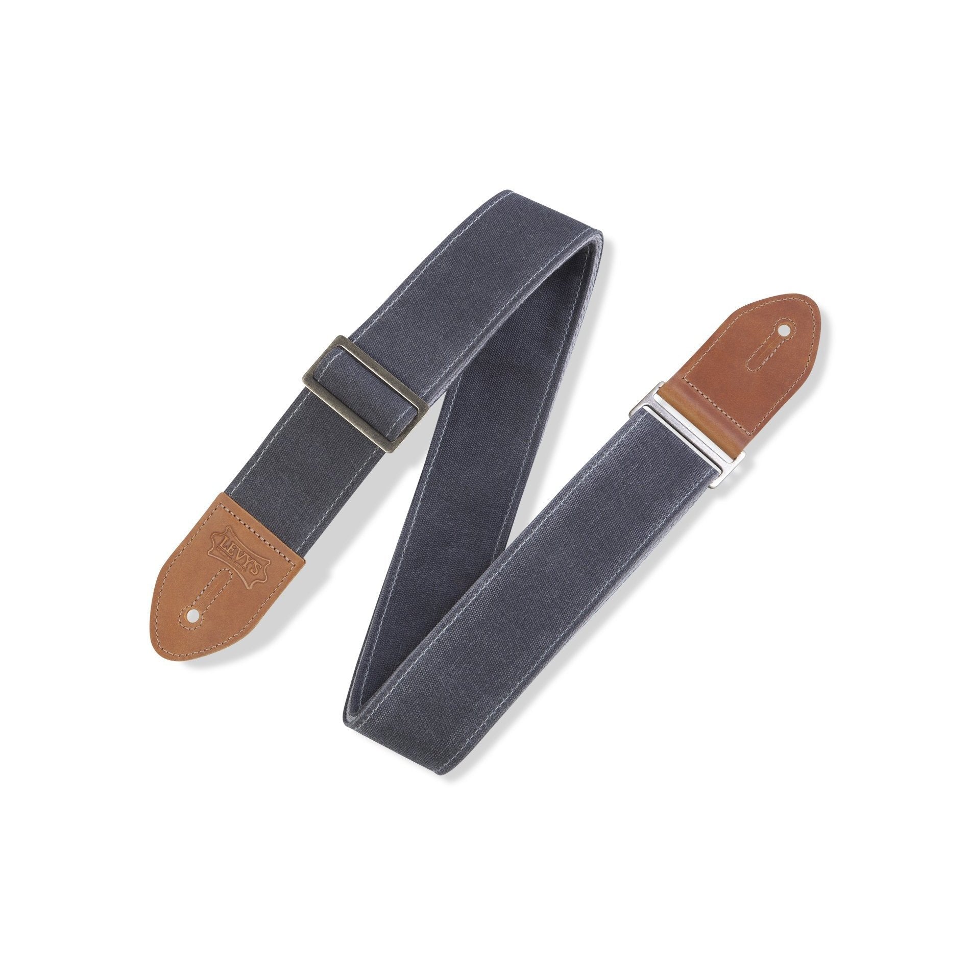 Levy's Grey Waxed Canvas Adjustable 2' Wide Guitar Strap M7WC - GRY
