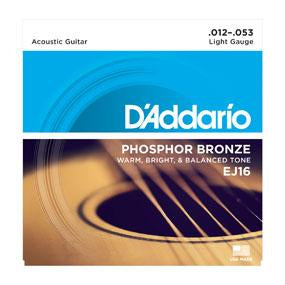 Hot! D'Addario EJ16 Phosphor Bronze Light Acoustic Guitar Strings 12-53