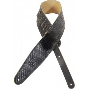 Levy's Adjustable 3' Leather Guitar Strap in Black (M44TG-BLK)