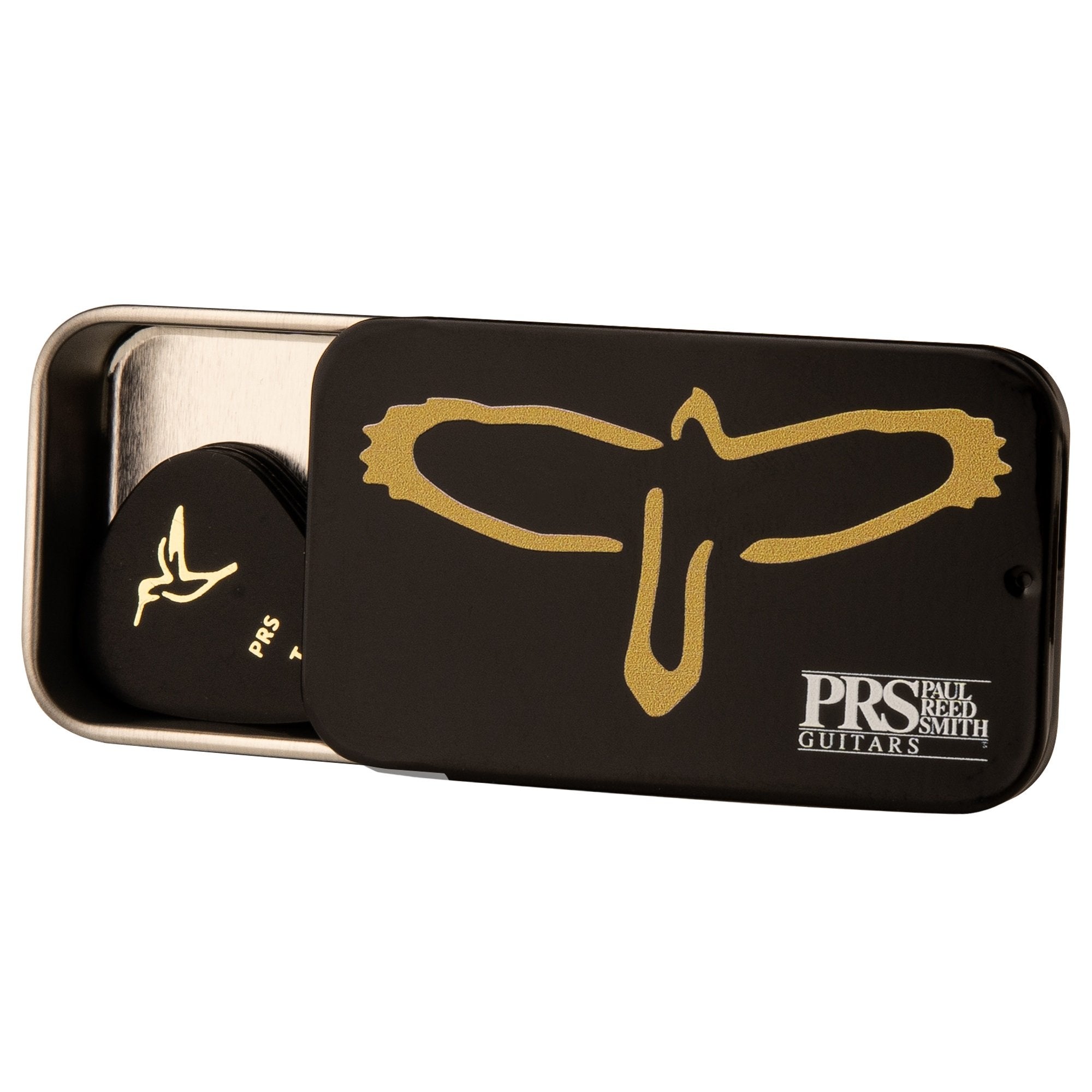 Hot Sale! Paul Reed Smith 12-Pack Medium Guitar Pick Tin with Gold Fretboard Birds Design