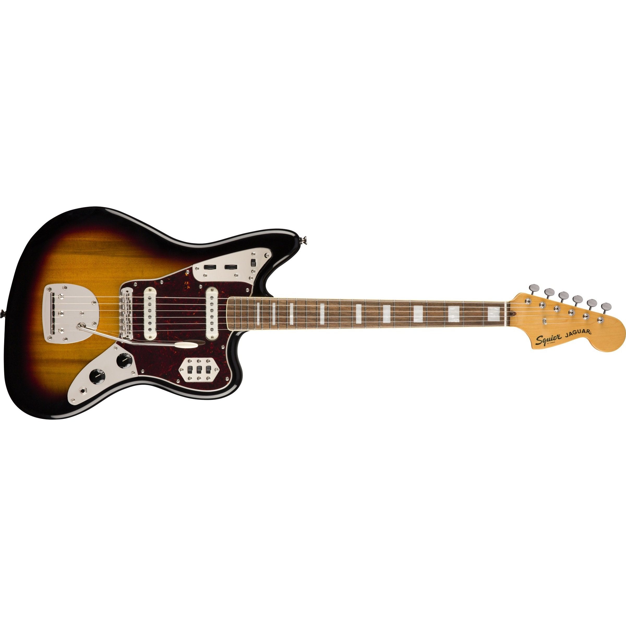 Get the Fender Squier Classic Vibe 70's 3 - Colour Sunburst Jaguar Electric Guitar Now!