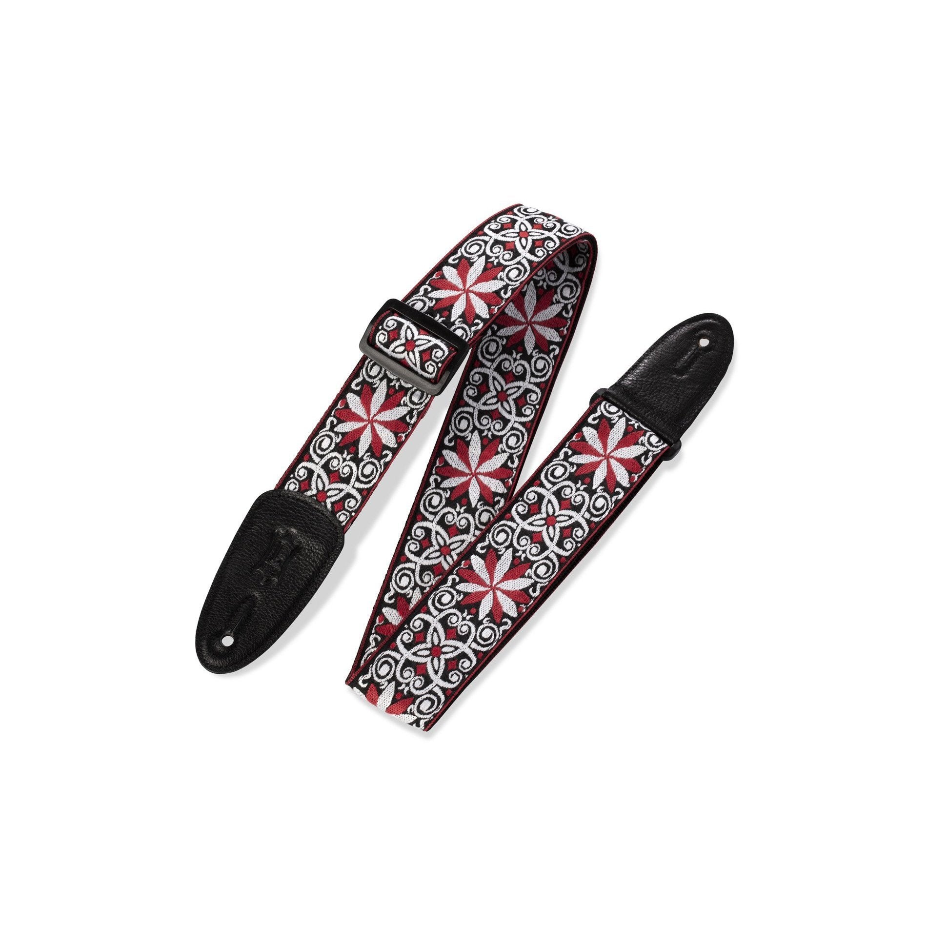 Levy's M8HT-12 2-Inch Floral Red & White Jacquard Weave Adjustable Guitar Strap