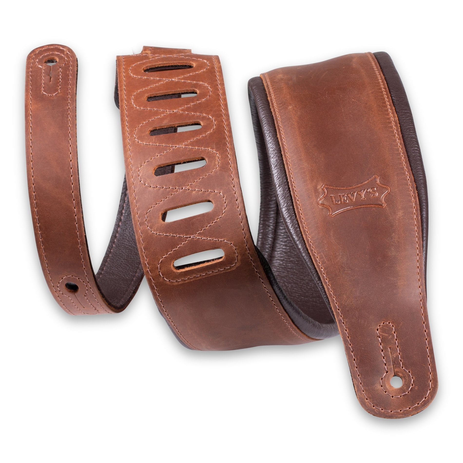 Hot Deal! Levy's 3.5-Inch Brown Butter Leather Guitar Strap (PM32BH-BRN)