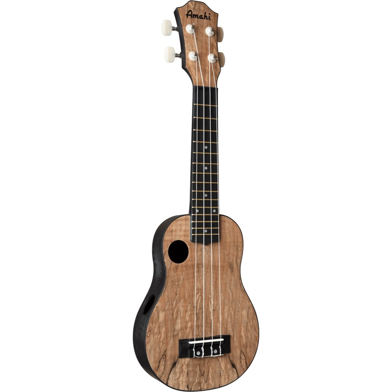 Hot Deal! Amahi Soprano Ukulele with Spalted Maple Top and Gig Bag - HCLF770