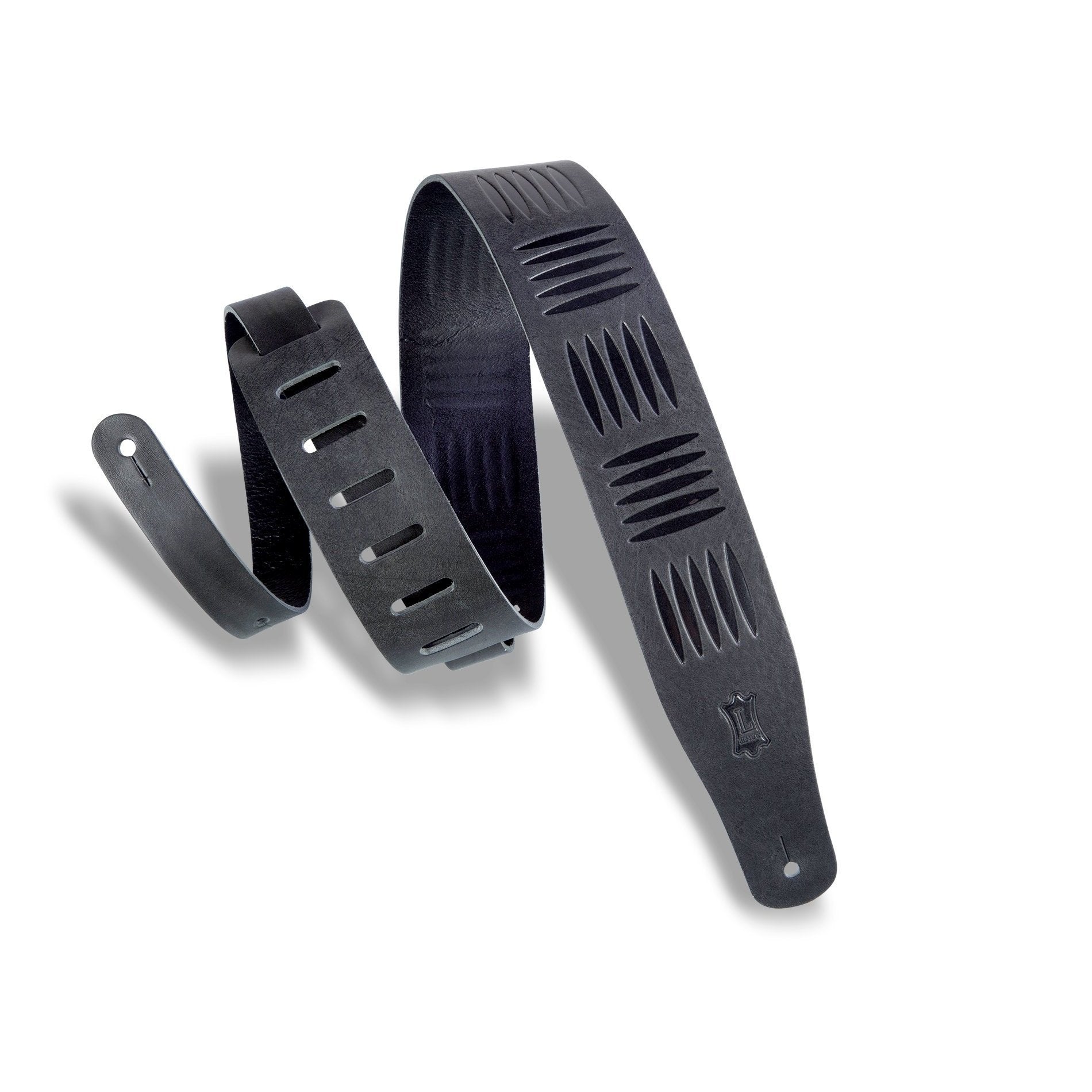 Hot Deal! Levy's 2-1/2 Inch Veg-Tan Black Guitar Strap with Tribal Design