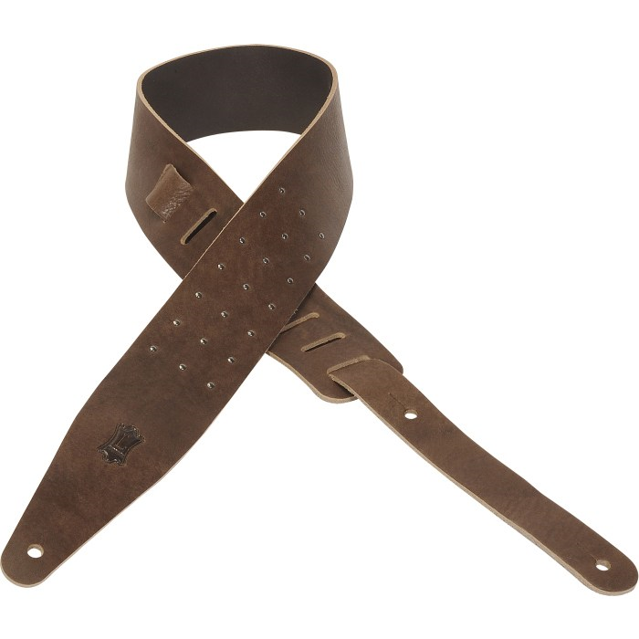 Levy's MV317ONX-BRN Brown Veg-Tan Leather Guitar Strap - 2 1/2