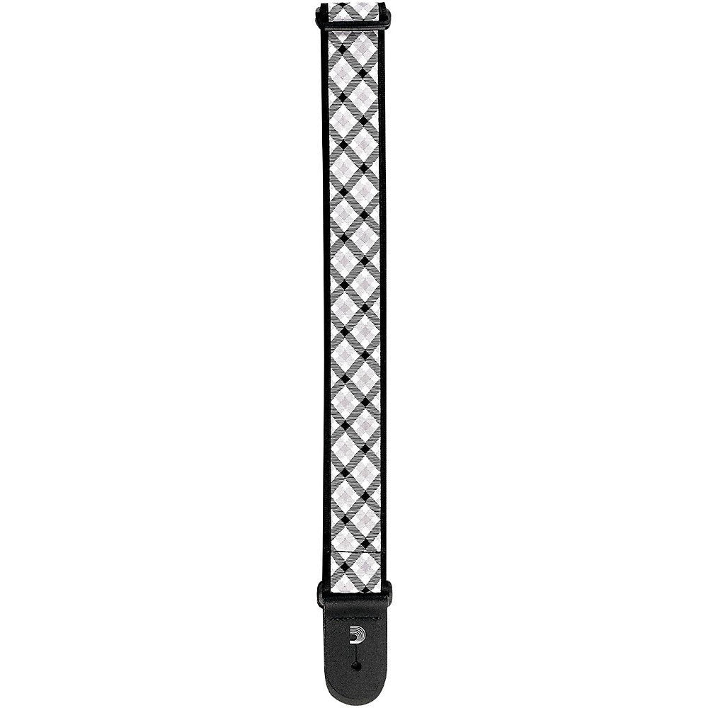 Planet Waves Black/Grey Woven Gingham Adjustable Guitar and Bass Strap