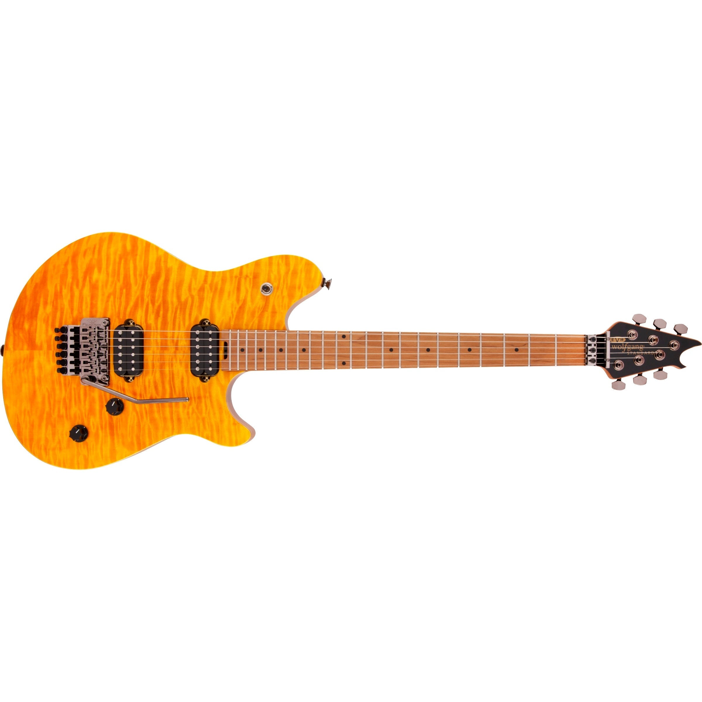 Hot Deal! EVH Wolfgang WG Standard Quilted Maple Electric Guitar in Transparent Amber
