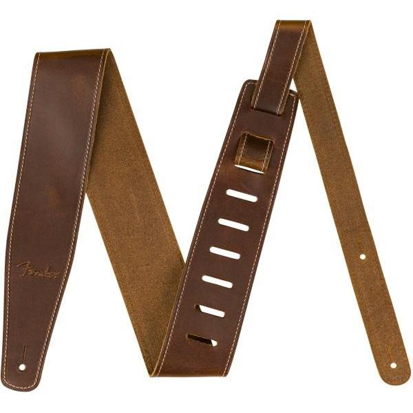 Fender 2.5-Inch Tan Broken-In Genuine Leather Guitar Strap