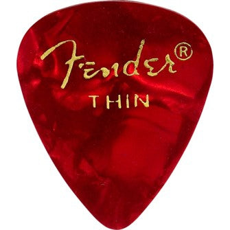 Hot Deal! Fender Premium 12-Pack Thin Red Celluloid Guitar Picks in Moto Style