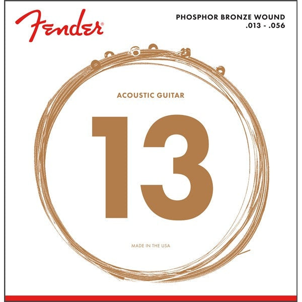 Fender Medium 13 - 56 Phosphor Bronze 60M Acoustic Guitar Strings for Rich Tones