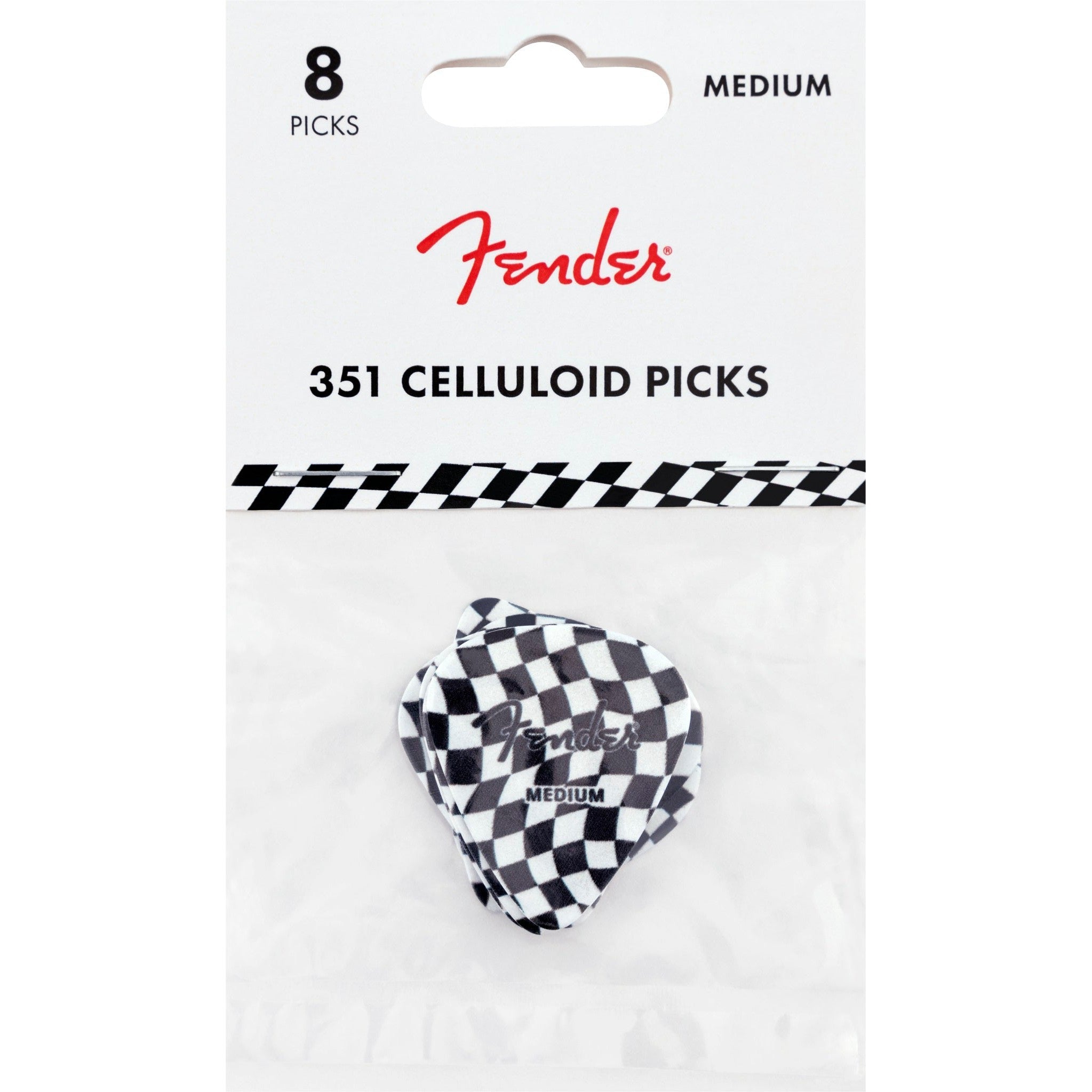 Hot Deal! Fender 351 Celluloid Medium 8-Pack Checker Guitar Picks
