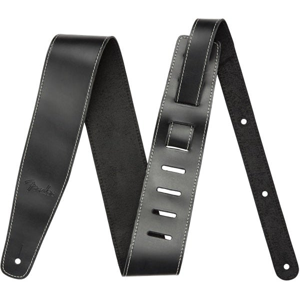 Fender 2.5-Inch Black Broken-In Genuine Leather Guitar Strap
