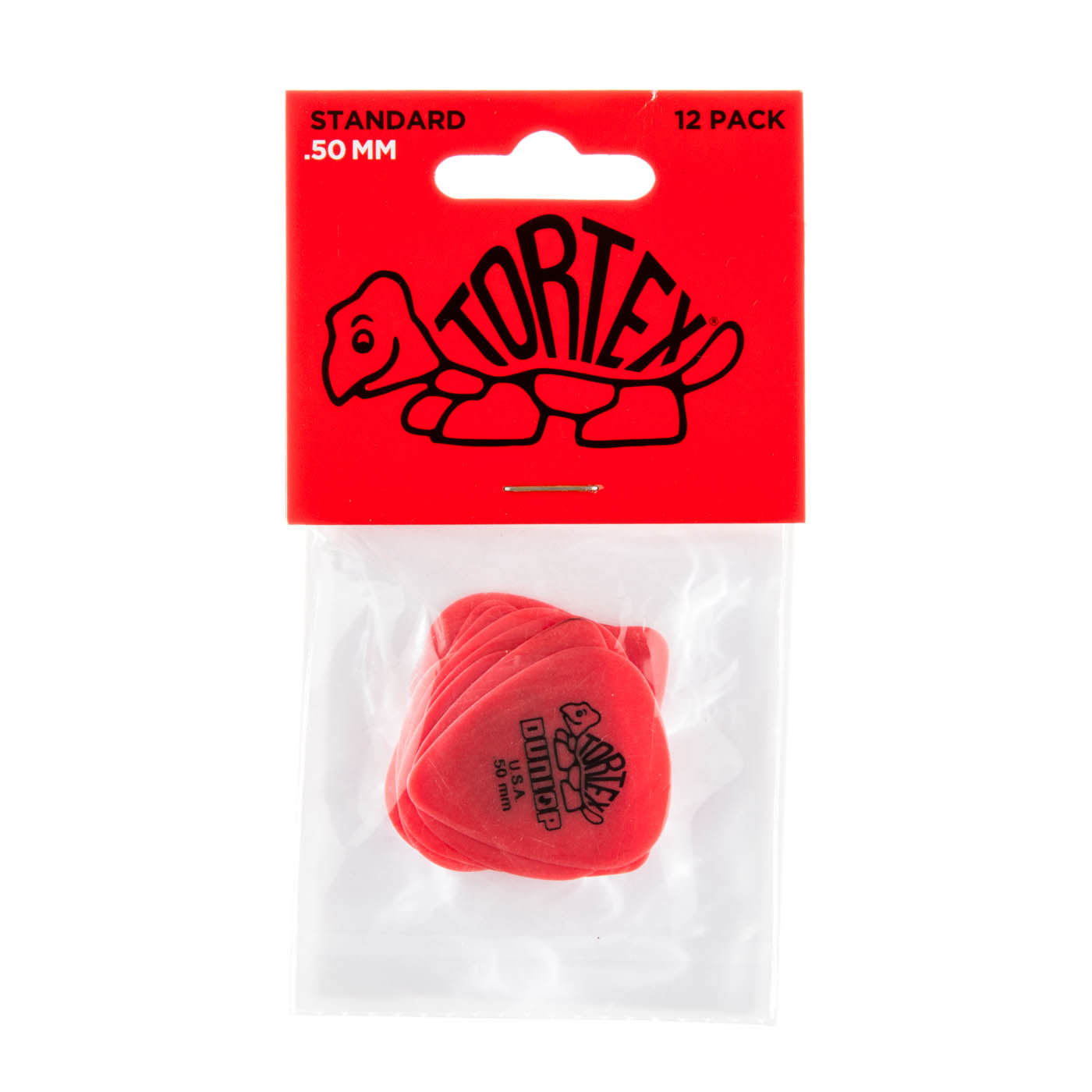 12-Pack Dunlop Tortex Standard Red Guitar Picks, 0.50mm Gauge