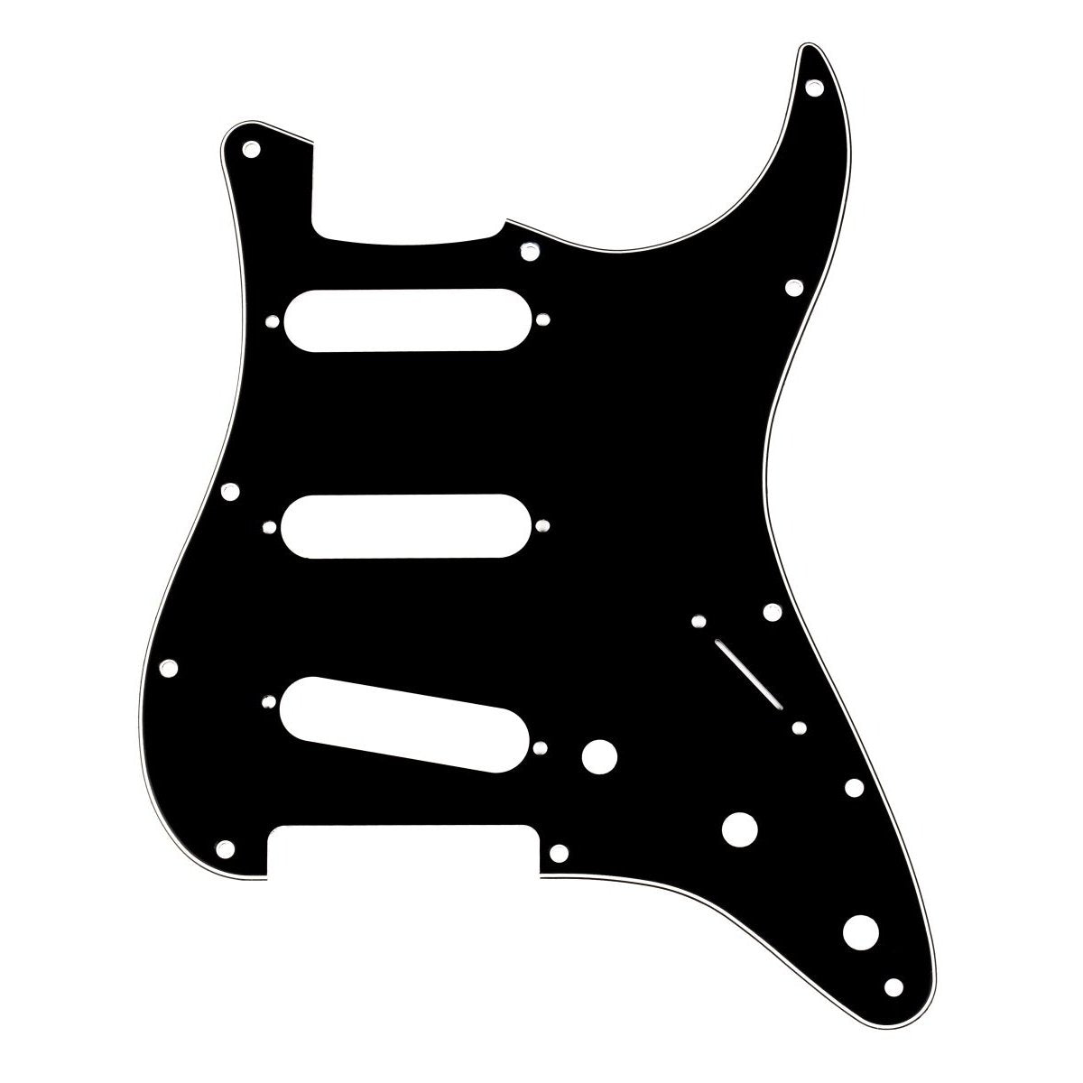 Fender Strat Style SSS Pickguard - 11-Hole, 3-Ply Black/White/Black - Enhance Your Guitar Now