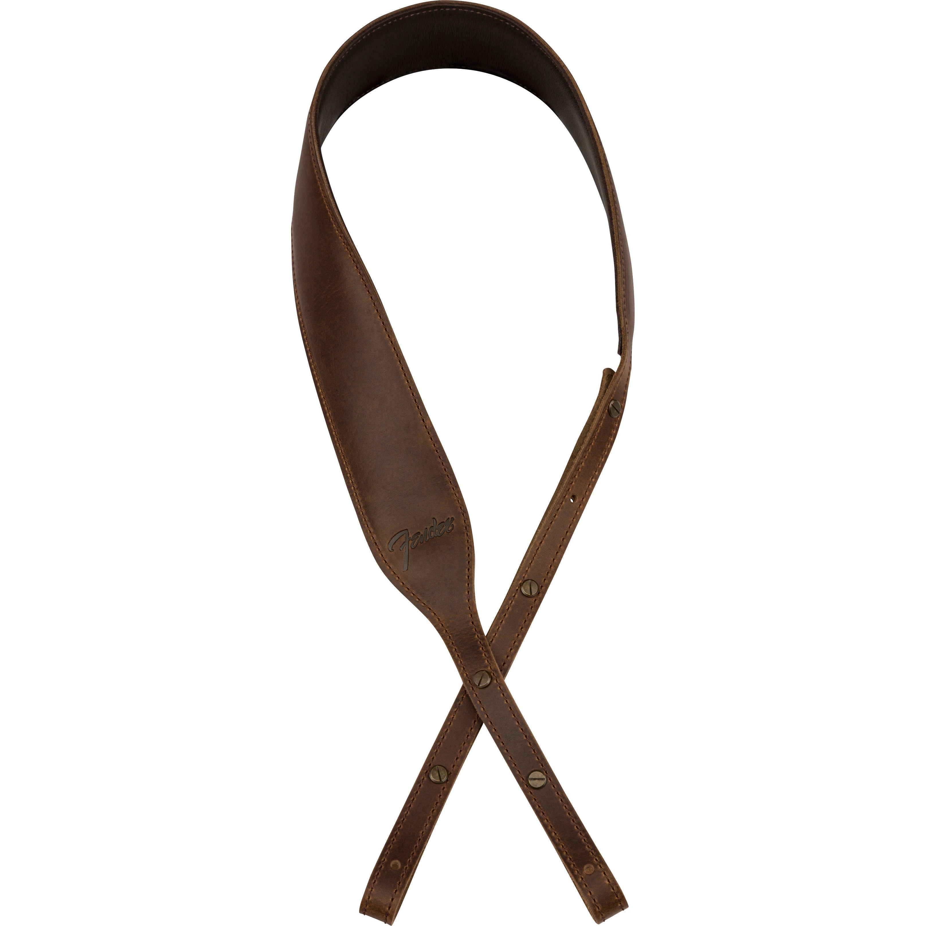 Fender Paramount Premium Brown Leather Banjo Strap with Classic Style