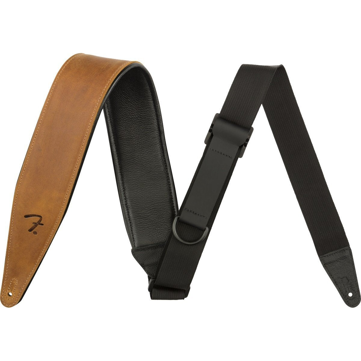 Fender High - Quality Cognac Leather Guitar Strap with Right Height Adjustment