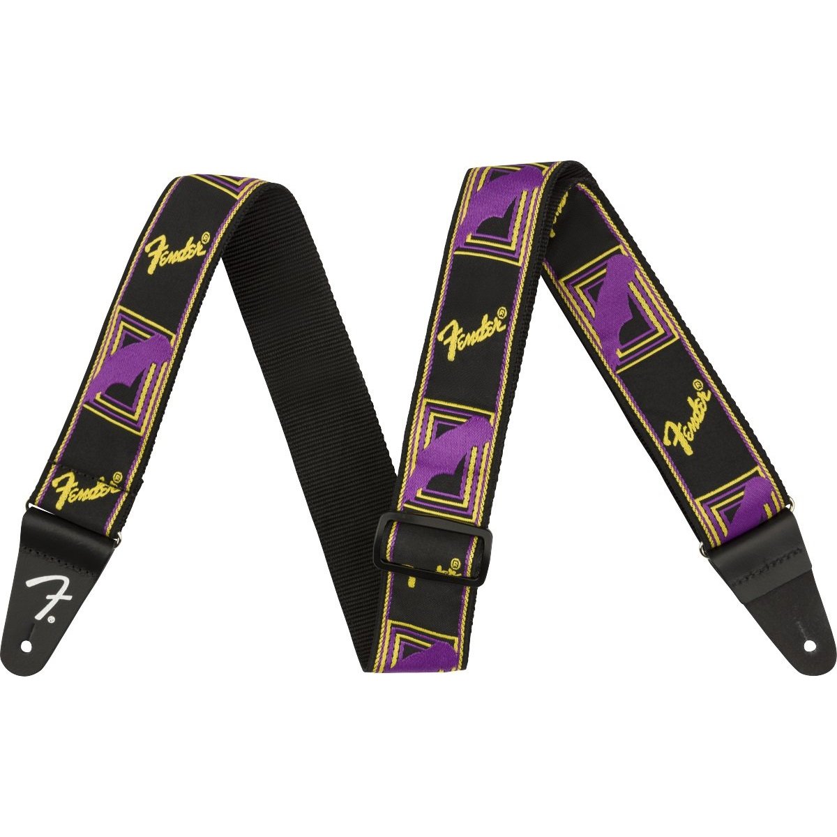 Fender Neon Monogrammed Guitar Strap - Purple/Yellow | Great Deal