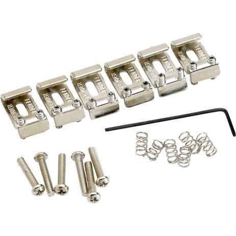 Fender Stratocaster 6-Piece Chrome Saddle Assembly Set - Top Quality