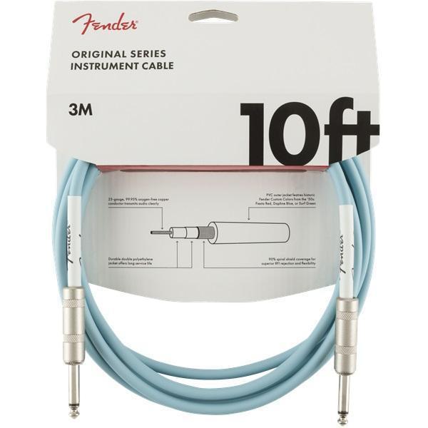 Fender 10ft Original Series 1/4 Male - 1/4 Male Instrument Cable in Daphne Blue