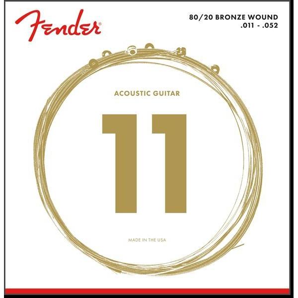 Fender 70CL Custom Light 11 - 52 80/20 Bronze Acoustic Guitar Strings - Ideal for Dark - toned Guitars