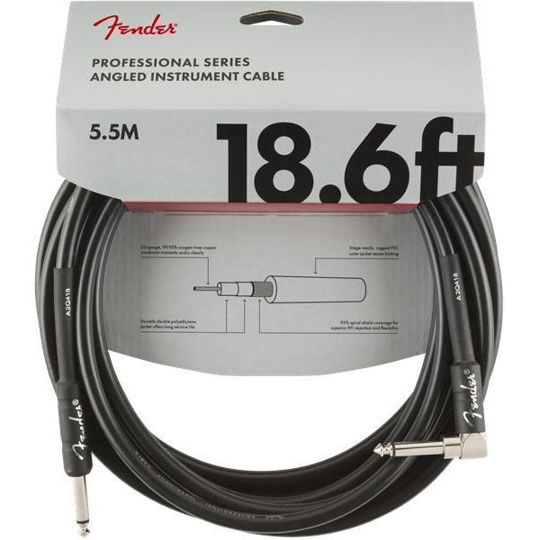 Hot Deal! Fender 18.6ft Black Professional Instrument Cable - 1/4 Right-Angle Male to 1/4 Male