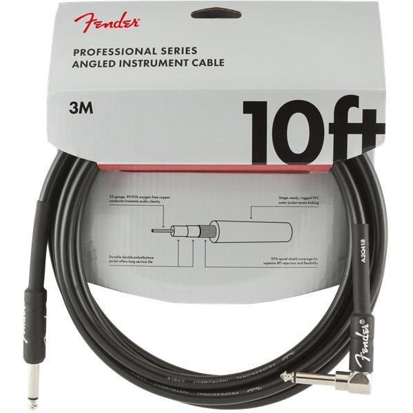 Fender Professional 10ft Black 1/4 Right-Angle Male to 1/4 Male Instrument Cable - Great Deal!