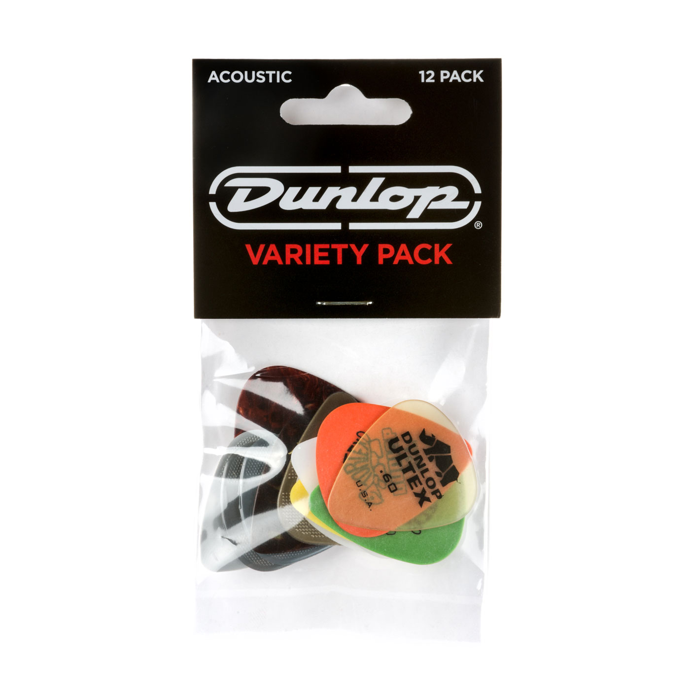 Dunlop Acoustic Guitar Pick Variety Pack - 12 Pieces, Great for Experimentation