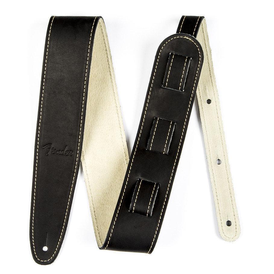 Hot Deal! Fender Black Leather Guitar Strap with Ball Glove Style for Rock 'n' Roll Performances